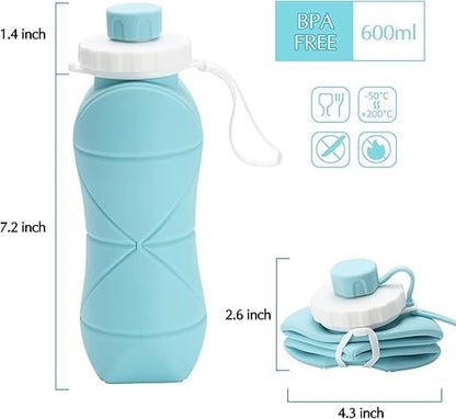 Silicone Folding Water Bottle for Travel, Gym, Hiking & Office