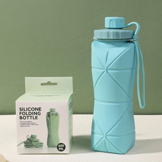 Silicone Folding Water Bottle for Travel, Gym, Hiking & Office