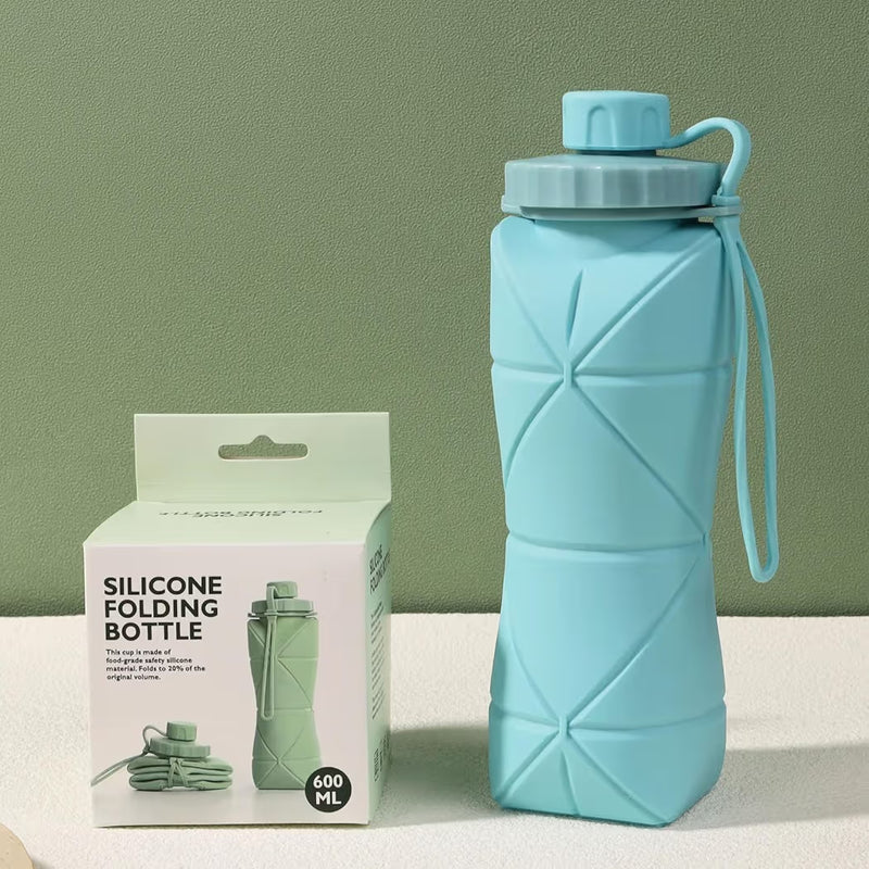 Silicone Folding Water Bottle for Travel, Gym, Hiking & Office